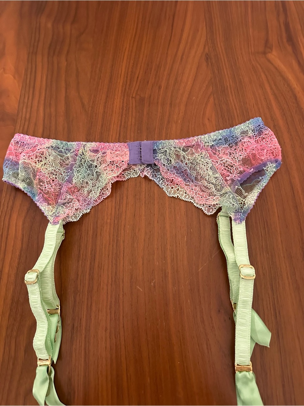 Agent Provocateur ‘Phoenix’ Collection Rainbow Pastel Lace Bra & Garter 36B/AP4 - Picture 10 of 11